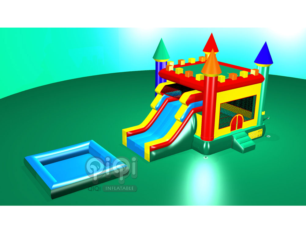 ,bouncy castle with pool for kids,kids bouncy castle slide with pool detials,kids castle slide with water pool,Kids Inflatable Castle Slide With Pool